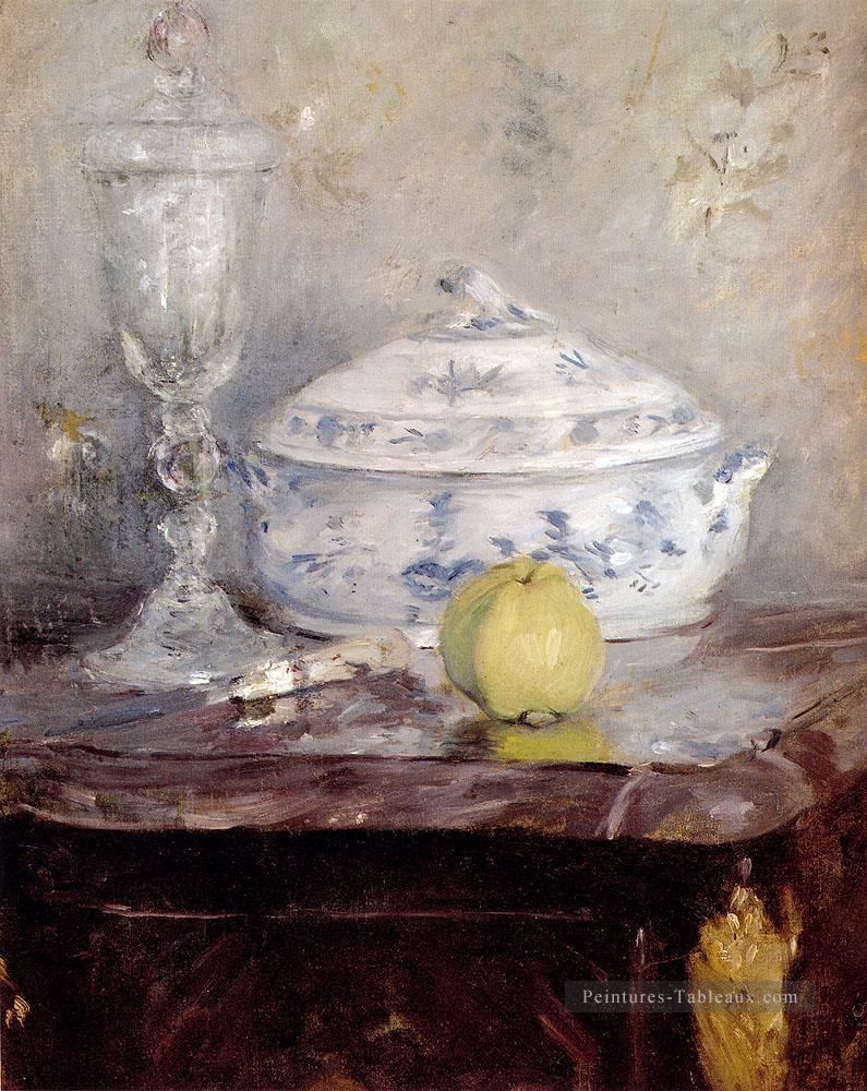 Soupière Et Pomme Nature morte Berthe Morisot Peintures à l'huile